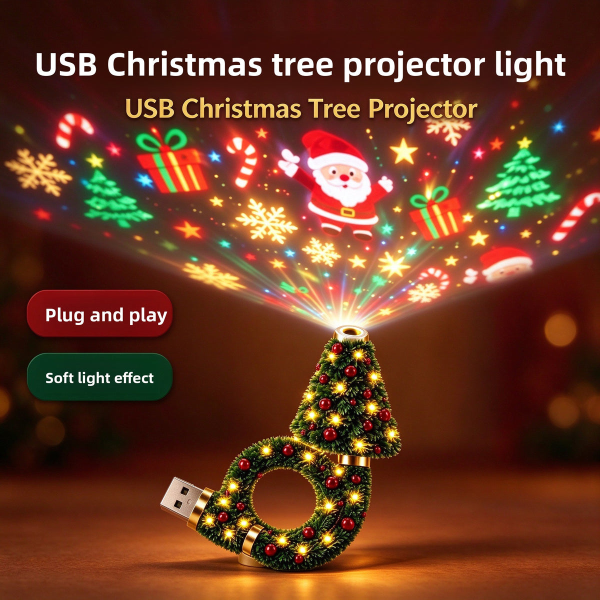 USB Christmas Tree Projection lamp