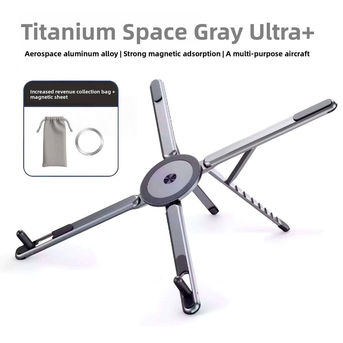 Aluminum Alloy Portable 3-in-1 Foldable Magnetic Stand for Tablets Phones and Laptops