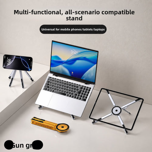 Aluminum Alloy Portable 3-in-1 Foldable Magnetic Stand for Tablets Phones and Laptops