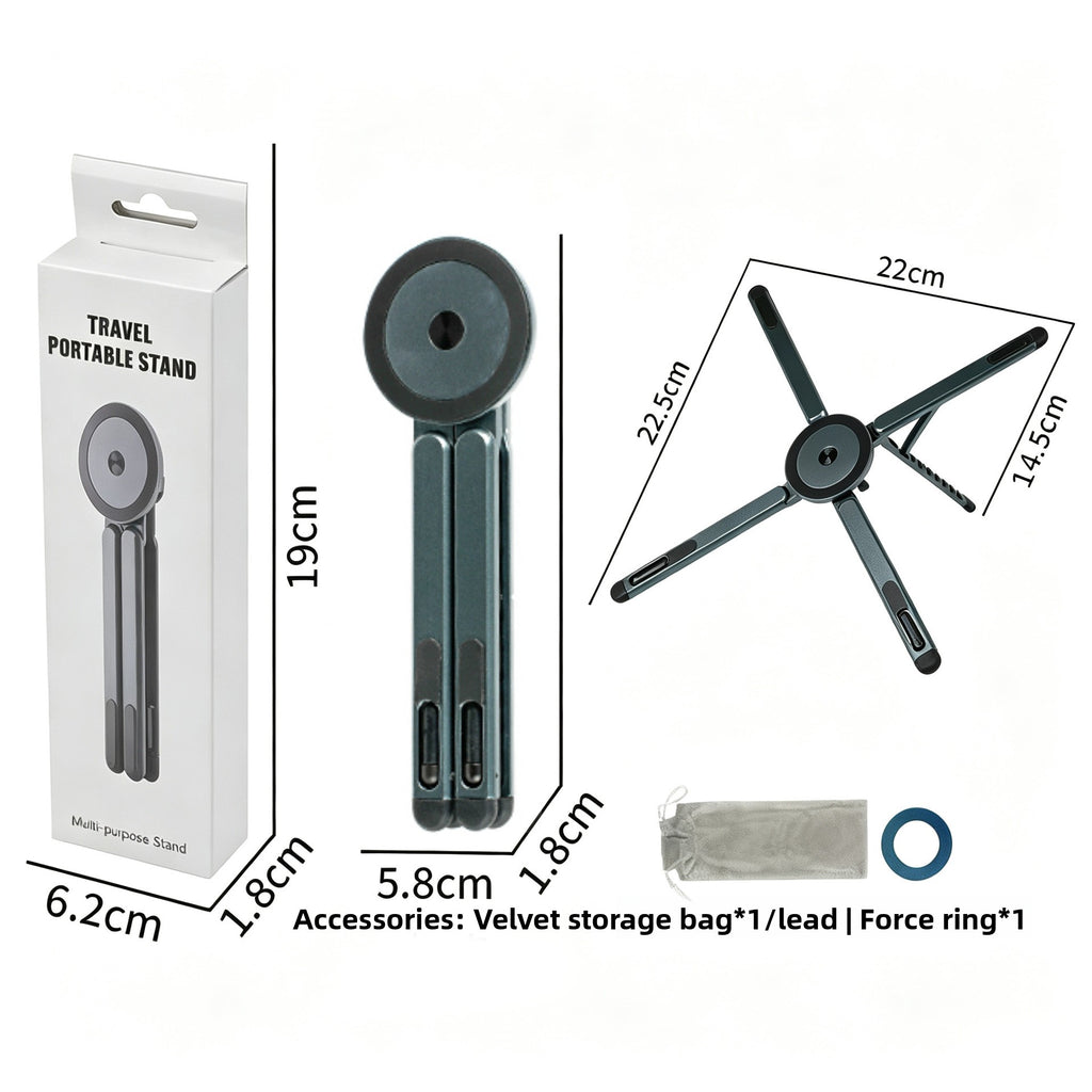 Aluminum Alloy Portable 3-in-1 Foldable Magnetic Stand for Tablets Phones and Laptops