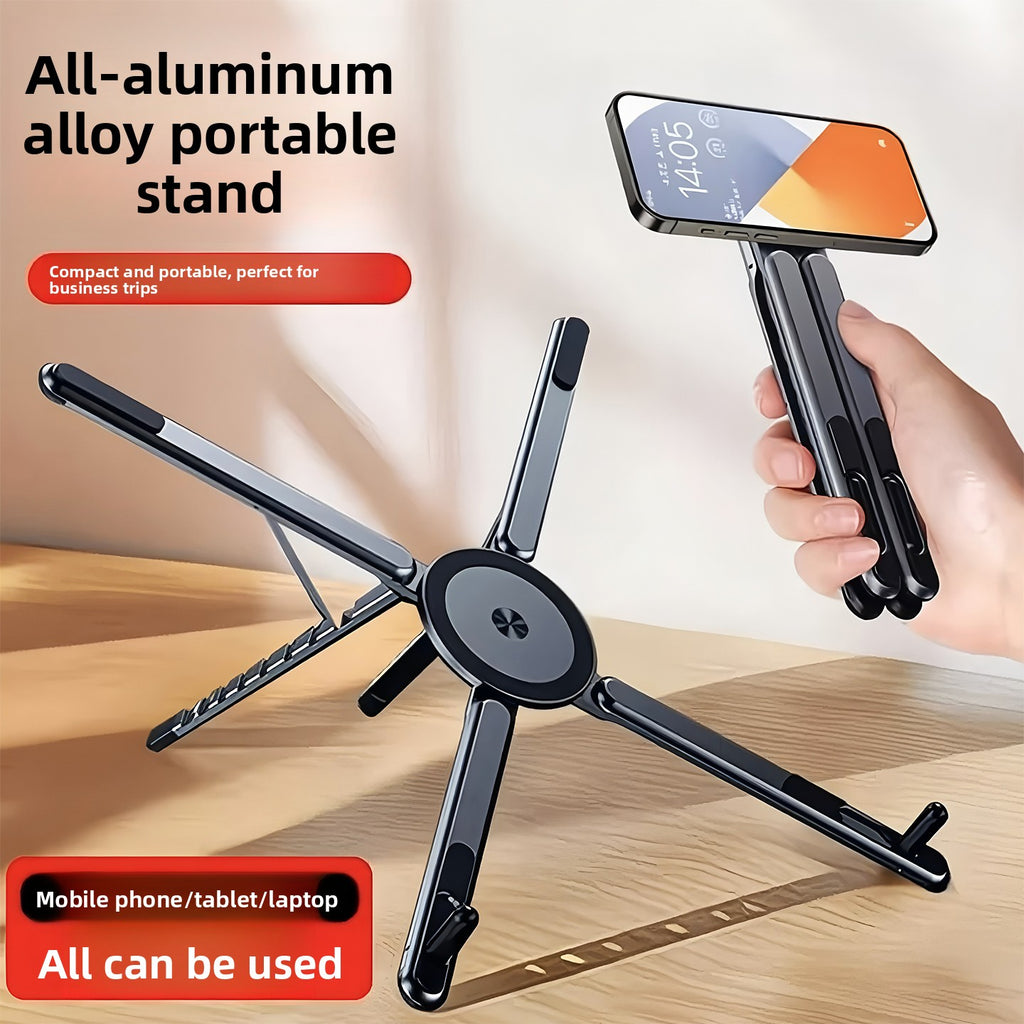 Aluminum Alloy Portable 3-in-1 Foldable Magnetic Stand for Tablets Phones and Laptops